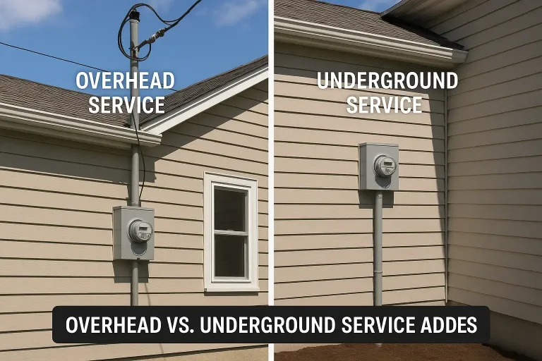Understanding Overhead vs. Underground Electrical service in Los Angeles—meter, mast, and conduit details for panel upgrades.